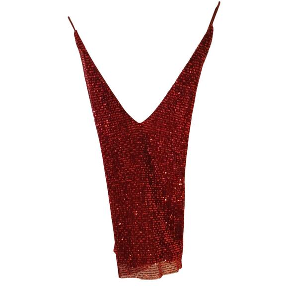 Express Burgundy Red Sequin Cowl Neck Cami Top Size Small Y2K Glam New Years - Picture 1 of 7